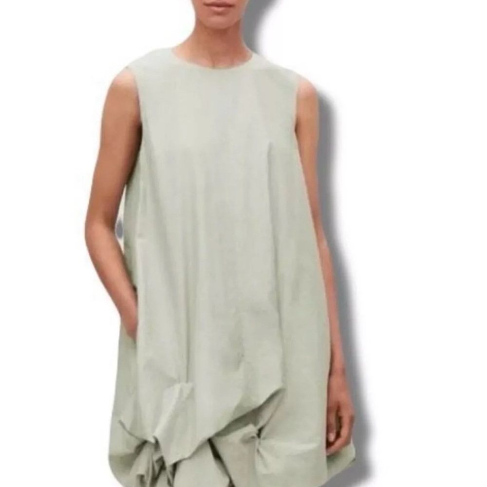 COS Sleeveless Draped Voluminous Lyocell Dress in Sage/Mint, size US 10